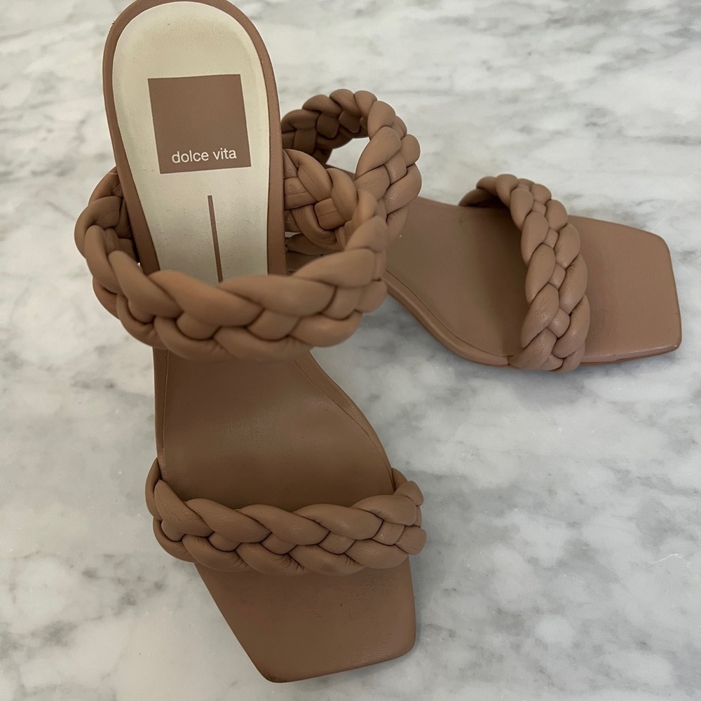 EUC Dolce Vita Tan Braided Heels 3.5” sz 8 - Picture 2 of 7